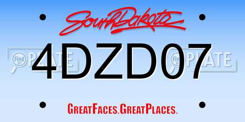 4DZD07 South Dakota License Plate
