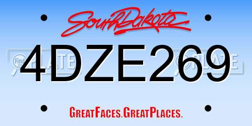 4DZE269 South Dakota License Plate