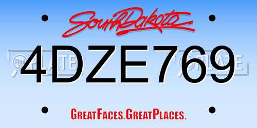 4DZE769 South Dakota License Plate