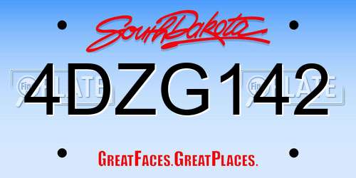 4DZG142 South Dakota License Plate