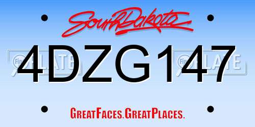 4DZG147 South Dakota License Plate