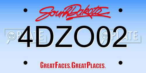 4DZO02 South Dakota License Plate