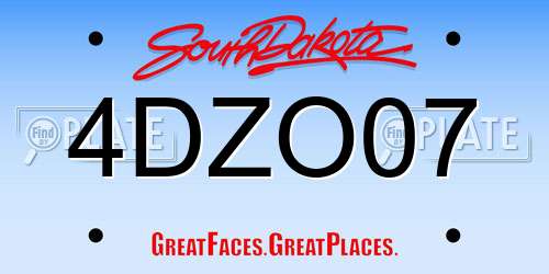 4DZO07 South Dakota License Plate