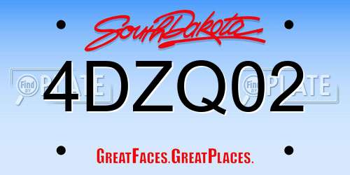 4DZQ02 South Dakota License Plate
