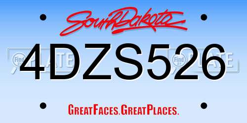 4DZS526 South Dakota License Plate
