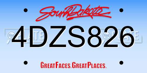 4DZS826 South Dakota License Plate