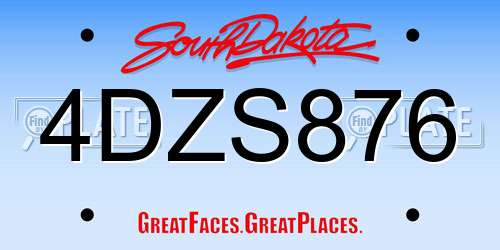 4DZS876 South Dakota License Plate