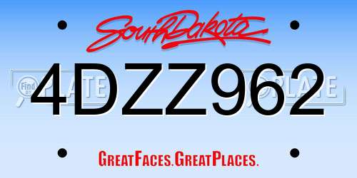 4DZZ962 South Dakota License Plate