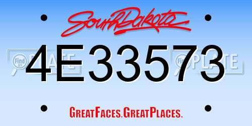 4E33573 South Dakota License Plate