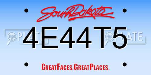 4E44T5 South Dakota License Plate