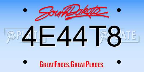 4E44T8 South Dakota License Plate