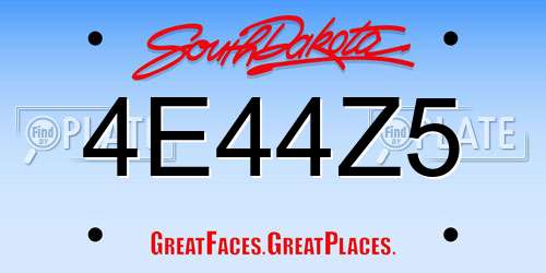 4E44Z5 South Dakota License Plate