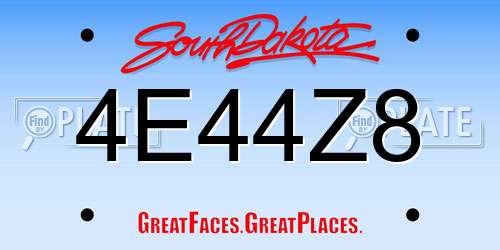 4E44Z8 South Dakota License Plate