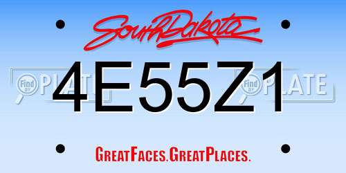 4E55Z1 South Dakota License Plate