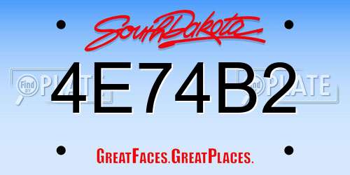 4E74B2 South Dakota License Plate