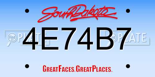 4E74B7 South Dakota License Plate