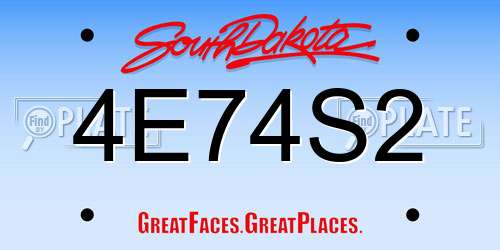 4E74S2 South Dakota License Plate