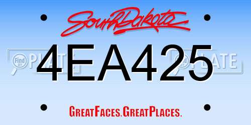 4EA425 South Dakota License Plate
