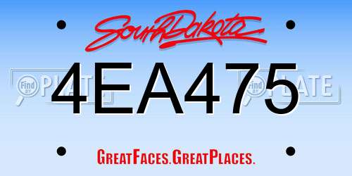 4EA475 South Dakota License Plate