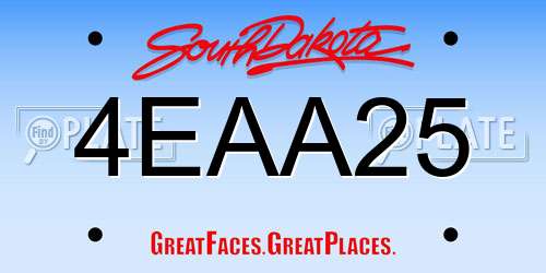 4EAA25 South Dakota License Plate