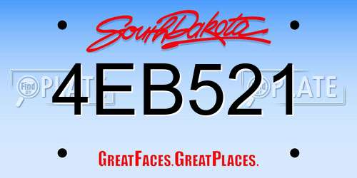 4EB521 South Dakota License Plate