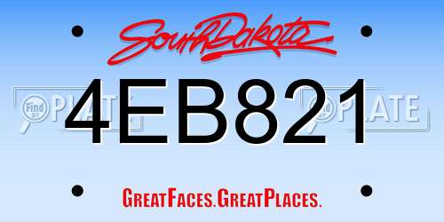 4EB821 South Dakota License Plate