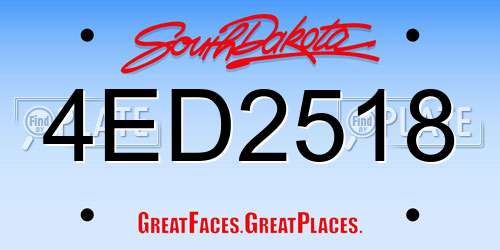 4ED2518 South Dakota License Plate