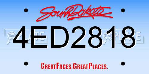 4ED2818 South Dakota License Plate
