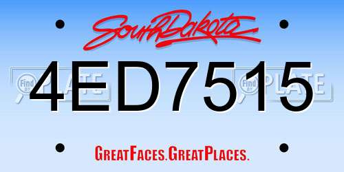 4ED7515 South Dakota License Plate