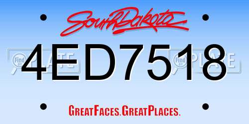 4ED7518 South Dakota License Plate