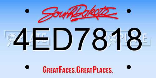 4ED7818 South Dakota License Plate