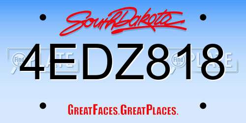 4EDZ818 South Dakota License Plate