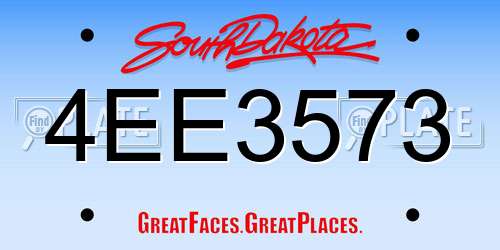 4EE3573 South Dakota License Plate