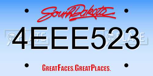 4EEE523 South Dakota License Plate