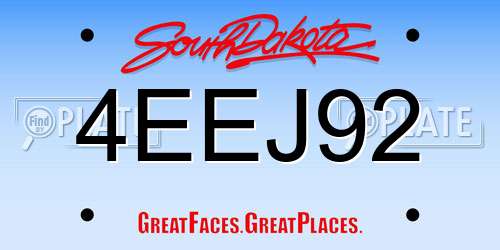 4EEJ92 South Dakota License Plate