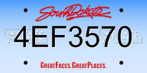4EF3570 South Dakota License Plate