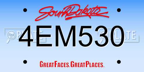 4EM530 South Dakota License Plate