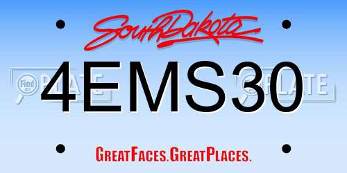 4EMS30 South Dakota License Plate