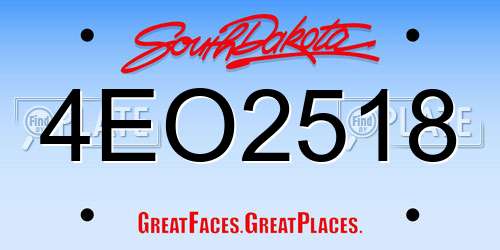 4EO2518 South Dakota License Plate