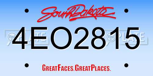 4EO2815 South Dakota License Plate