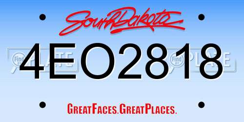 4EO2818 South Dakota License Plate