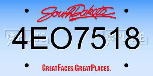 4EO7518 South Dakota License Plate