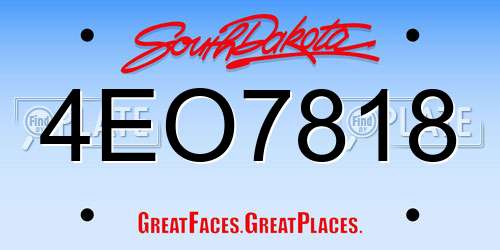 4EO7818 South Dakota License Plate