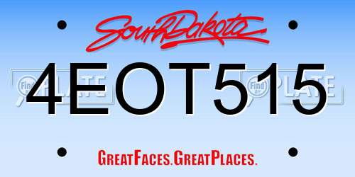 4EOT515 South Dakota License Plate