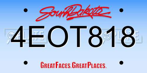 4EOT818 South Dakota License Plate