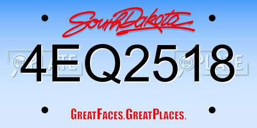 4EQ2518 South Dakota License Plate