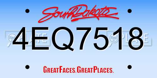 4EQ7518 South Dakota License Plate