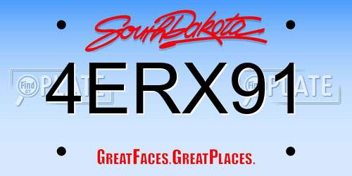 4ERX91 South Dakota License Plate
