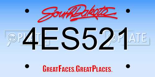 4ES521 South Dakota License Plate
