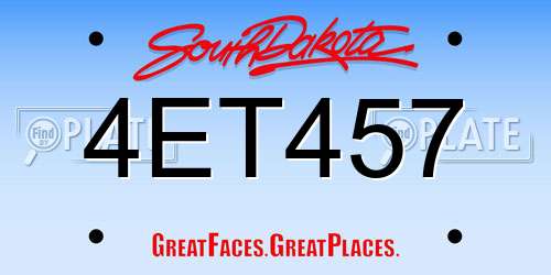 4ET457 South Dakota License Plate